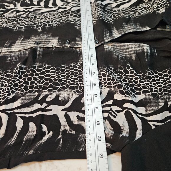 Alberto Makali NY Medium Blouse Button Up Animal Print B&W Designer - Picture 6 of 10